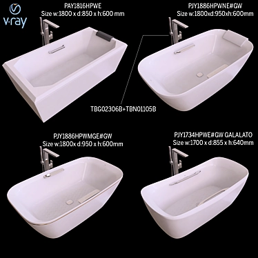 Luxurious TOTO Bathtubs for Ultimate Comfort 3D model image 1 