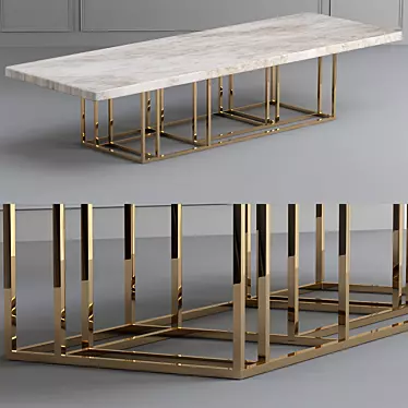 Rectangular Brass Table - LINEUP 3D model image 1 