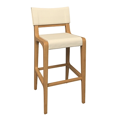 Sollos Anna Wood and Fabric Bar Stool 3D model image 1 