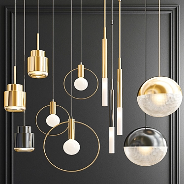 Modern Hanging Light Set of Four 3D model image 1 