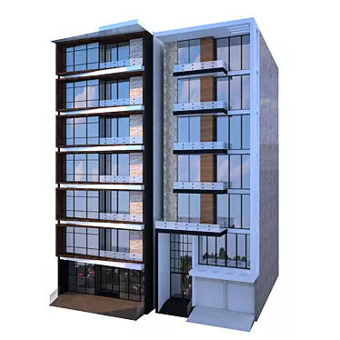 Modern Building 3D Model Kit 3D model image 1 