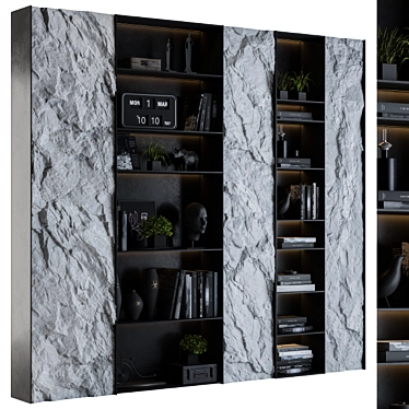 Rock Panel Black Display Cabinet 3D model image 1 