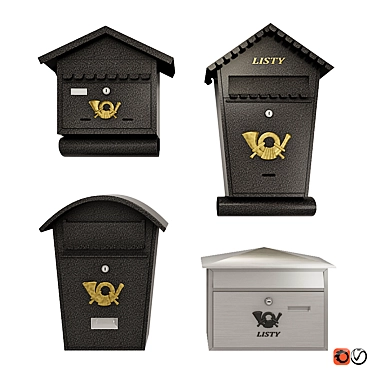 Decorative Wall Mailbox Set 3D model image 1 