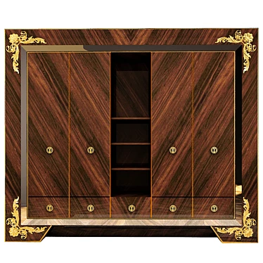 Classic Elegance Wood Wardrobe 3D model image 1 