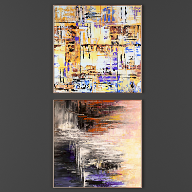 Modern Collection of 2 Framed Paintings 3D model image 1 