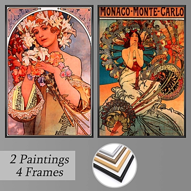 Artistic Collection: 2 Paintings & 4 Frame Options 3D model image 1 