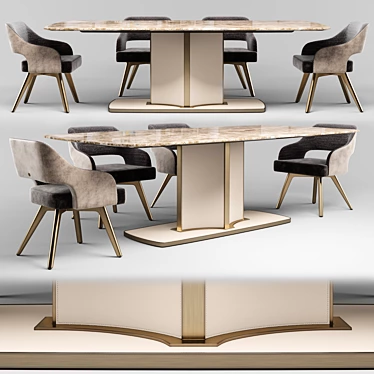 Luxurious Voyage Marble Table & Adria Velvet Chair Set 3D model image 1 