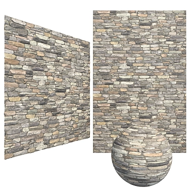 6K Stone Bricks Mosaic Wall 3D model image 1 