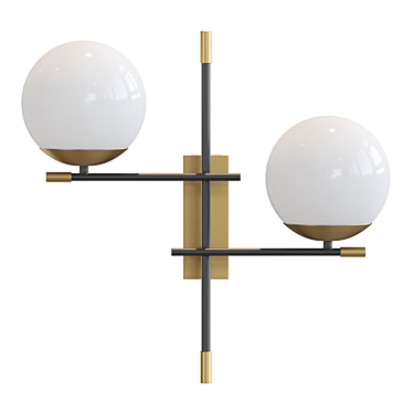 Modern Wall Lamp GERDY with Two Spherical Shades 3D model image 1 