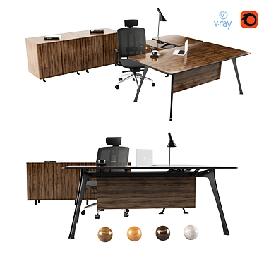 Elegant Manager Work Desk 3D model image 1 