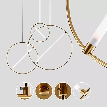 Golden Glow Pendant Lamp - Resist LED B 3D model image 1 