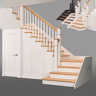 Compact Staircase with Hidden Pantry 3D model image 1 