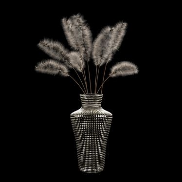 Metal Vase with Cogon Grass 3D model image 1 