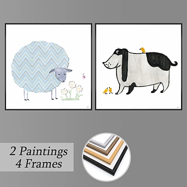 Modern Art Set with Versatile Frames 3D model image 1 