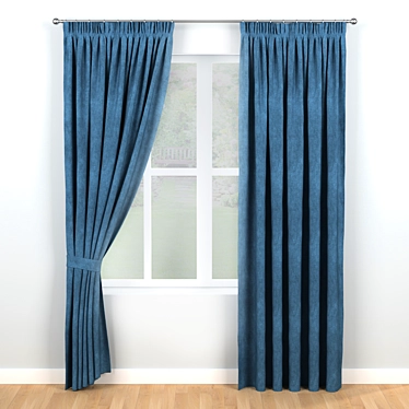 Elegant Blue Window Treatment 3D model image 1 