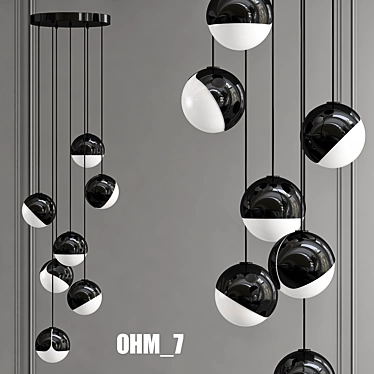 Modern OHM_7 Pendant Light 3D model image 1 