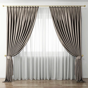 Elegant Sheer Window Curtain 3D model image 1 