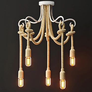 Vintage White Rope Chandelier 3D model image 1 