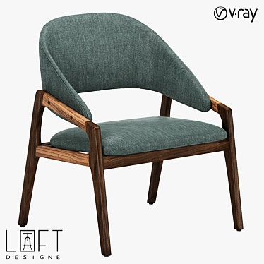 LoftDesigne 1439: Stylish Wood and Fabric Chair 3D model image 1 