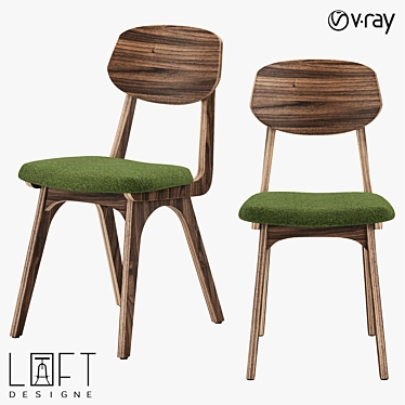 Stylish Wood and Fabric Chair 3D model image 1 