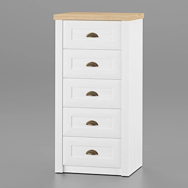 Modern 5-Drawer White Oak Chest 3D model image 1 