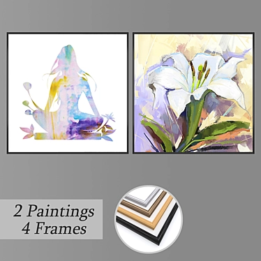 6-Piece Wall Painting Set with Multiple Frame Options 3D model image 1 