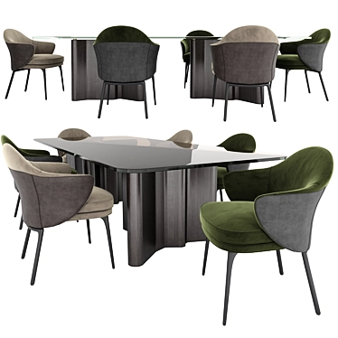 Elegant Duo: Angie Chair & Lou Table 3D model image 1 