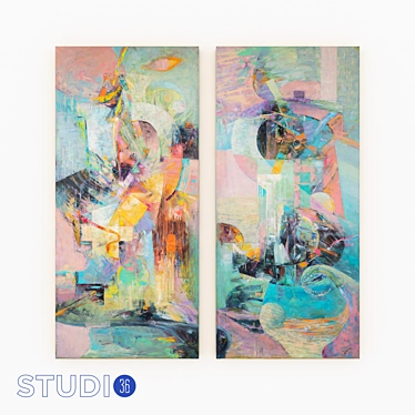 Ruble and Dollar: Hand-Painted Wall Art Set 3D model image 1 