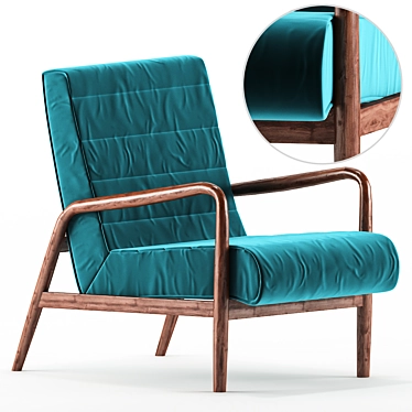 Velvet Wood Arm Chair: Elegant, Comfortable Design 3D model image 1 