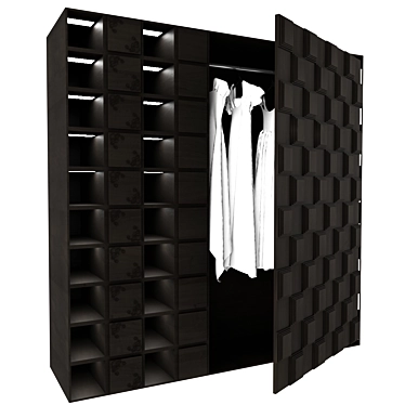 Modern 3-Door Wardrobe 3D model image 1 