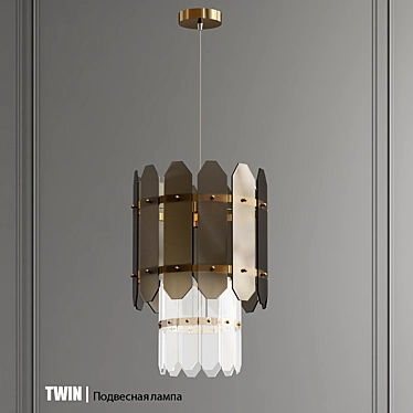 Modern Twin Glass Pendant Lamp 3D model image 1 