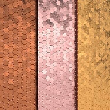 HexaMetal Brown-RoseGold-Gold Tiles 3D model image 1 