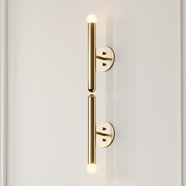 Sleek Mid-Century Brass Sconce 3D model image 1 