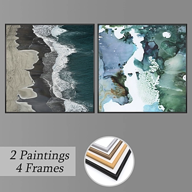 Wall Art Set 1075: 2 Paintings, 4 Frame Options 3D model image 1 
