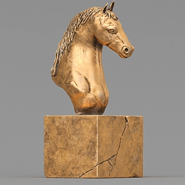 Elegant Horse Head Sculpture 3D model image 1 