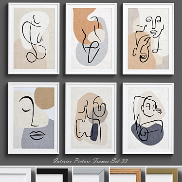 Abstract Line Art Picture Frames 3D model image 1 