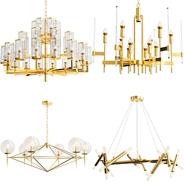 Luxury Chandelier Trio: Liaison, Bari Light, Le Pentagone 3D model image 1 