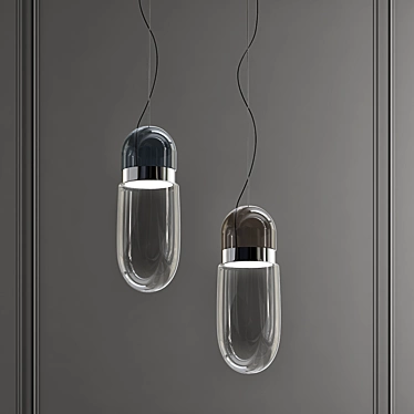 Sleek Glass Pendant Lamp 3D model image 1 