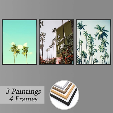 Versatile 3-Piece Wall Art Set 3D model image 1 