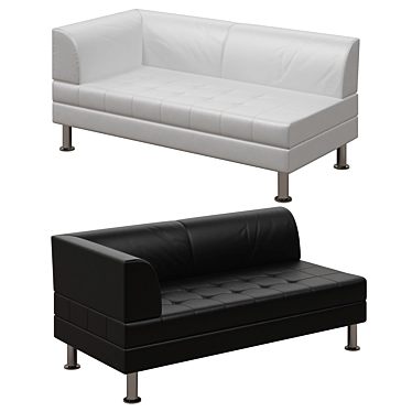 Modern Black Leather Corner Sofa 3D model image 1 