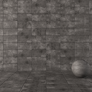  ARES Black Concrete Wall Tiles 3D model image 1 