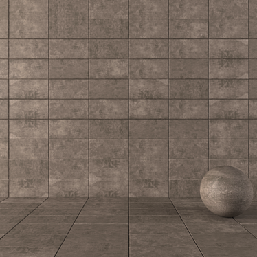 Ares Brown Concrete Wall Tiles Set 3D model image 1 