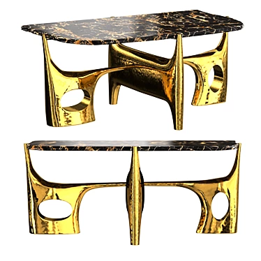 Hiquily Bronze Coffee Table 3D model image 1 