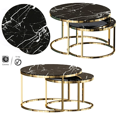 Mars 3-Piece Nesting Coffee Table Set 3D model image 1 