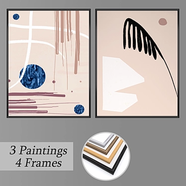 Versatile Set of 2 Wall Paintings 3D model image 1 