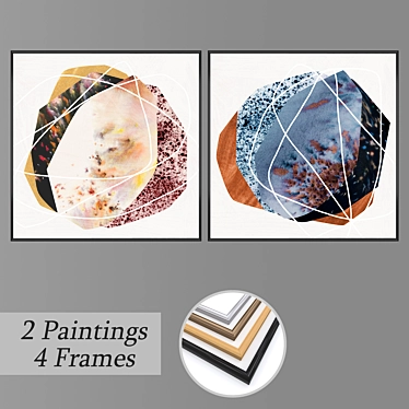 Modern Wall Art Set with Frame Options 3D model image 1 