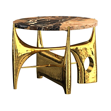 Hiquily Coffee Table: Elegant Bronze and Marble 3D model image 1 