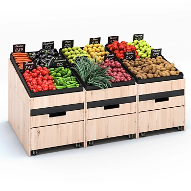 Fresh Harvest Vegetable Display 3D model image 1 