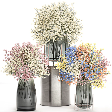 Elegant Blooms Bouquet Set 3D model image 1 