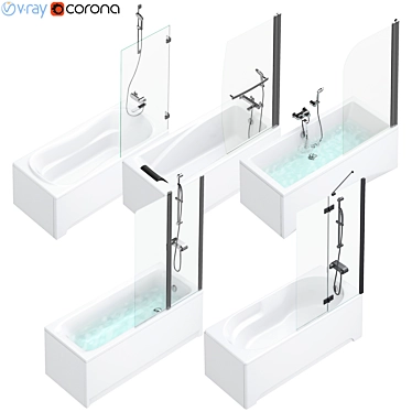 Designer Bath & Shower Curtains - Villeroy & Boch, Ravak, Sanitana, Roca, Ideal, Cersan 3D model image 1 